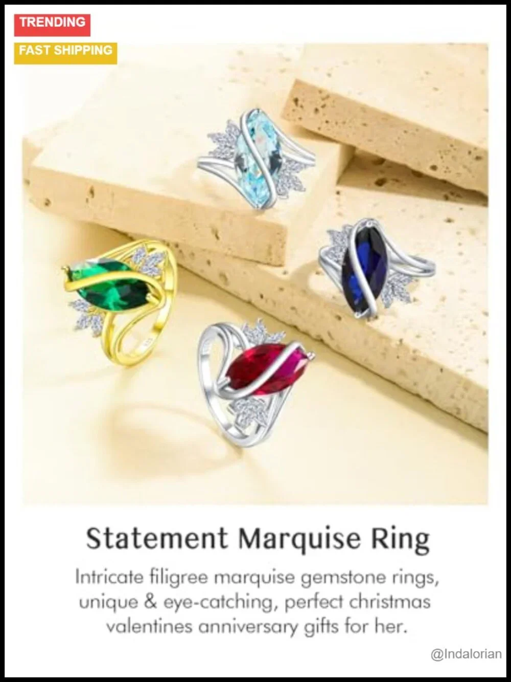 925 Sterling Silver Marquise Created Emerald Engagement Ring